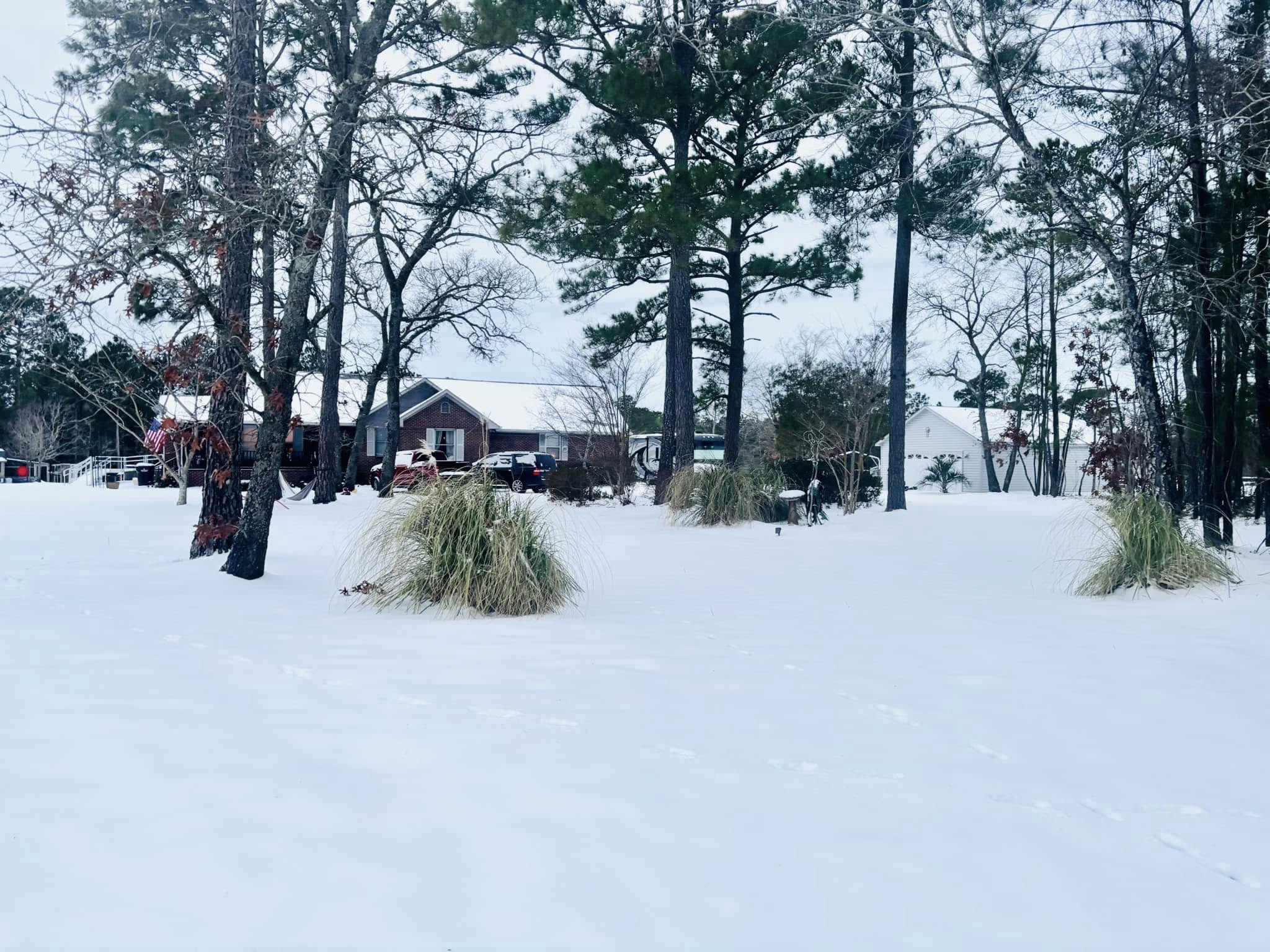 House and yard in snow